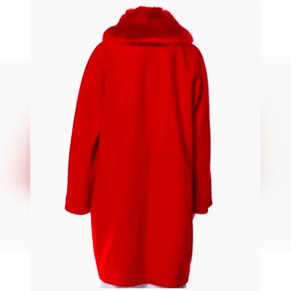 Kate Spade ♠️ NWT Women's $798 ENGINE RED GORGEOUS FAUX FUR COAT Size 12